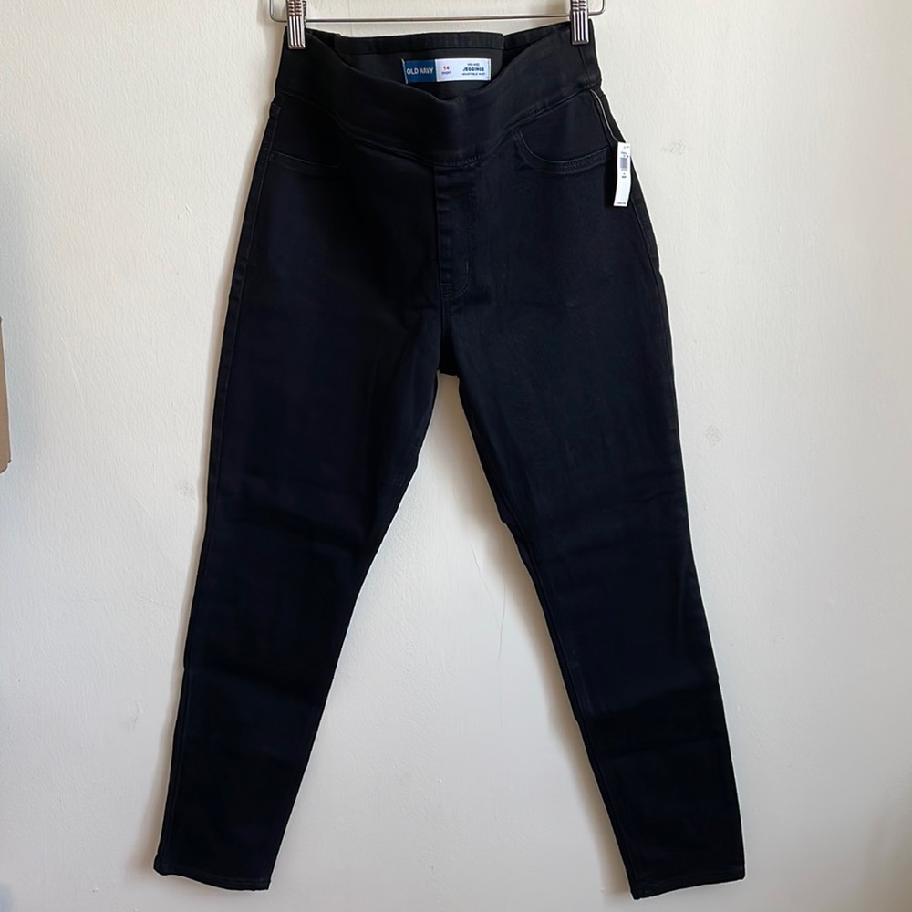NWT Old Navy Women’s Mid-Rise Adjustable Waist Black Jeggings Size 14 Short